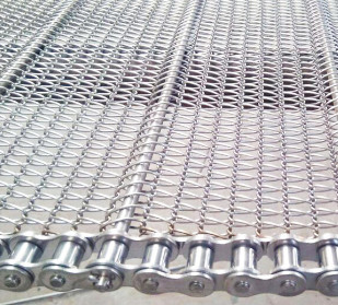 fio de metal Mesh Conveyor Flat Flex Belt de 400mm 500mm com corrente