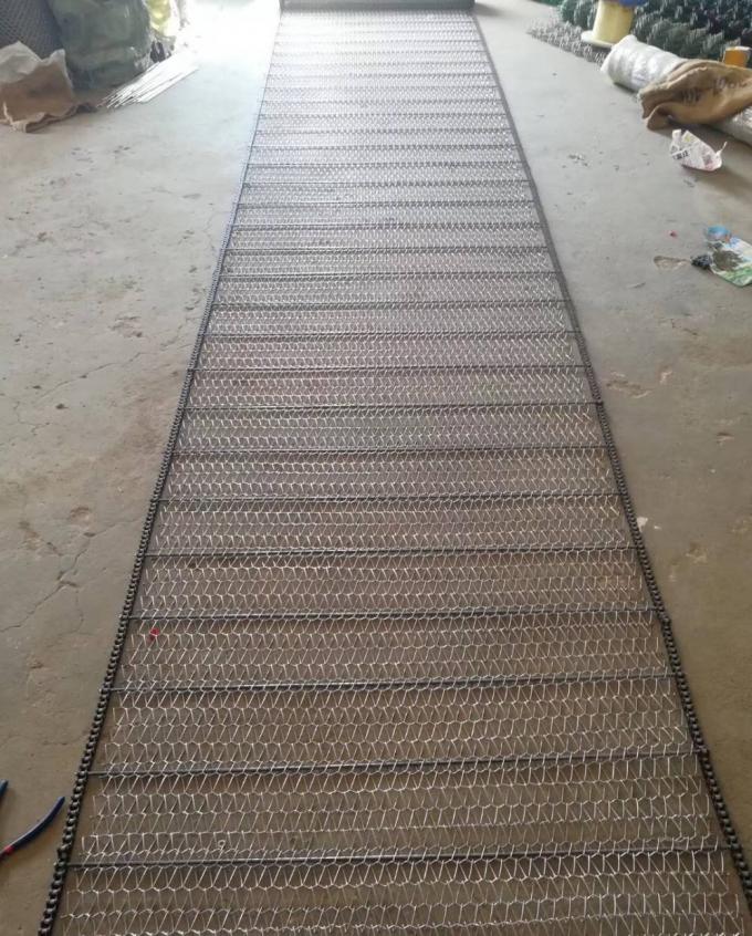 fio de metal Mesh Conveyor Flat Flex Belt de 400mm 500mm com corrente 8