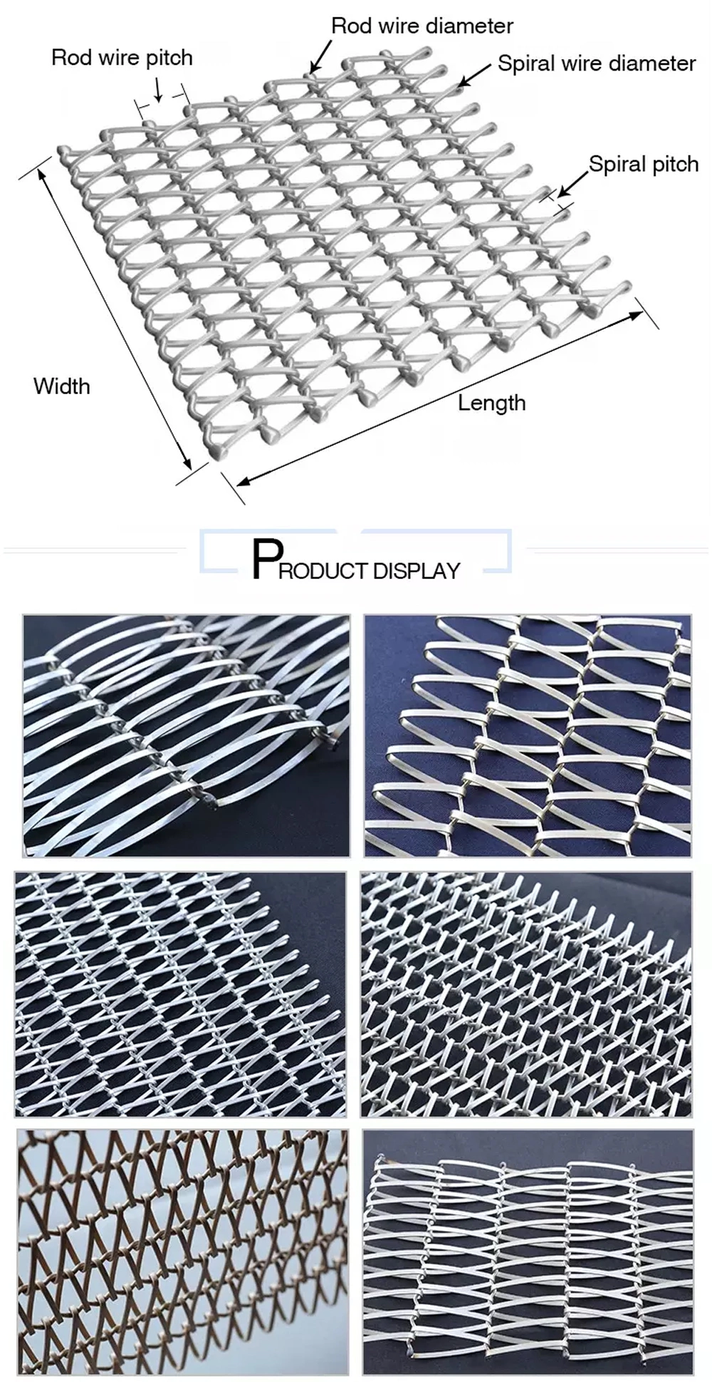 Fio de aço inoxidável Mesh Conveyor Belt do produto comestível 304 para o alimento do congelador